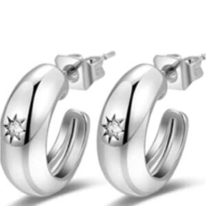 DELICATE Silver Chunky Hoop Earrings 14K Gold Plated Lightweight Hypoallergenic